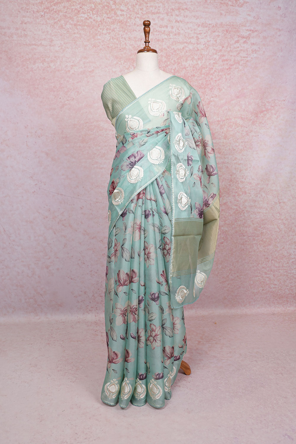 Green Semi Organza Saree