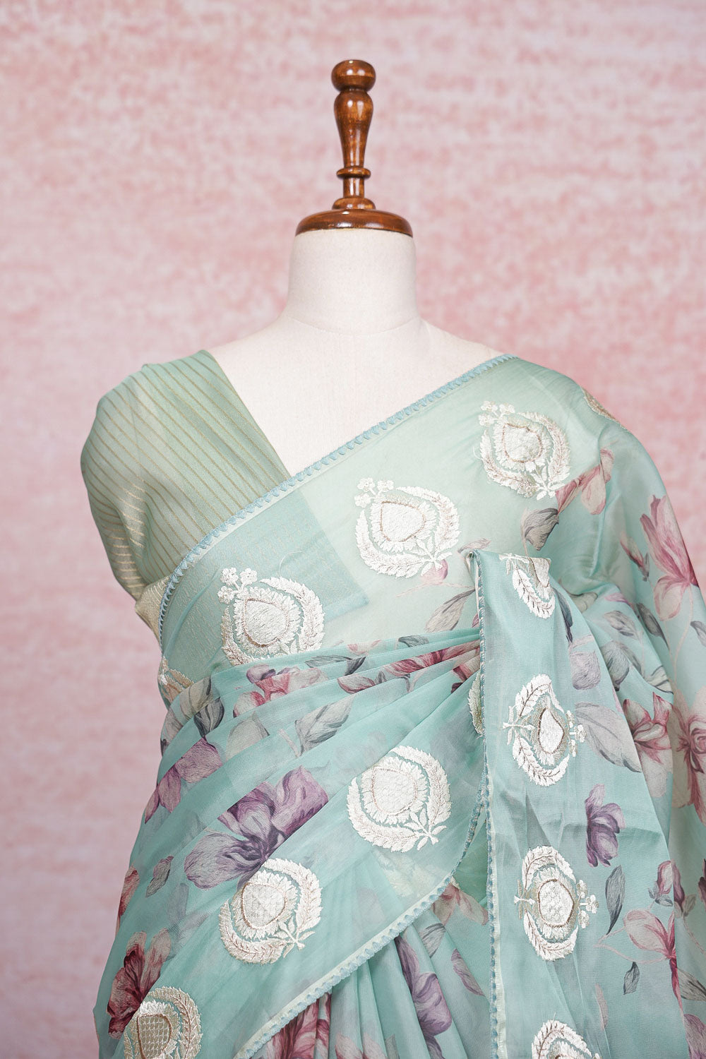 Green Semi Organza Saree