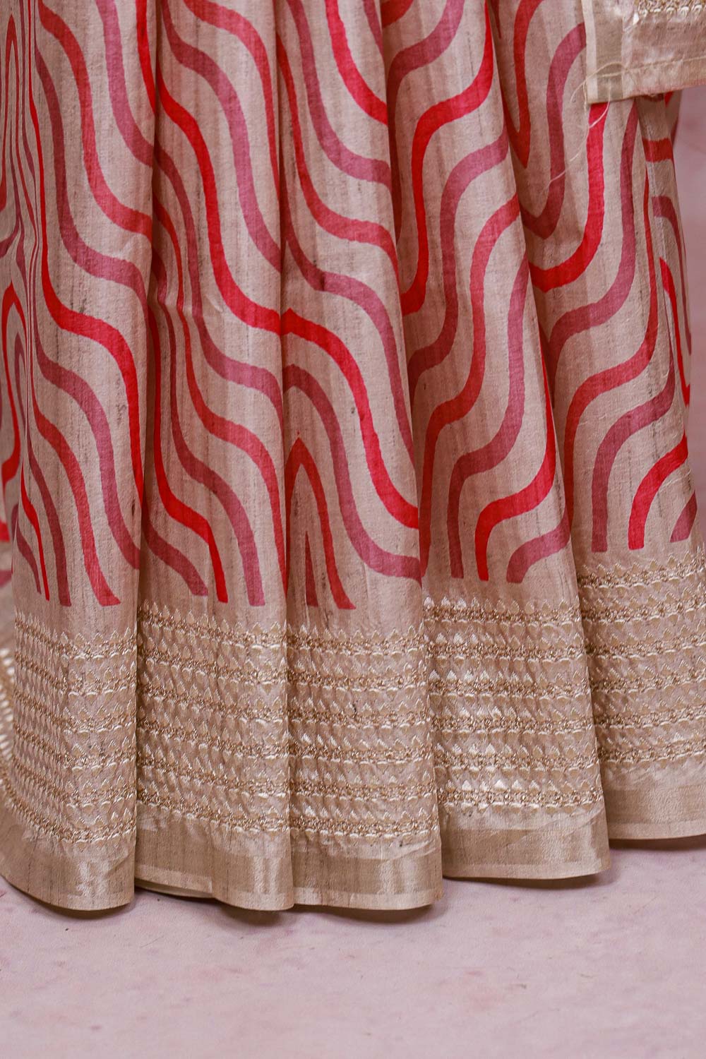 Cream Semi Silk Saree