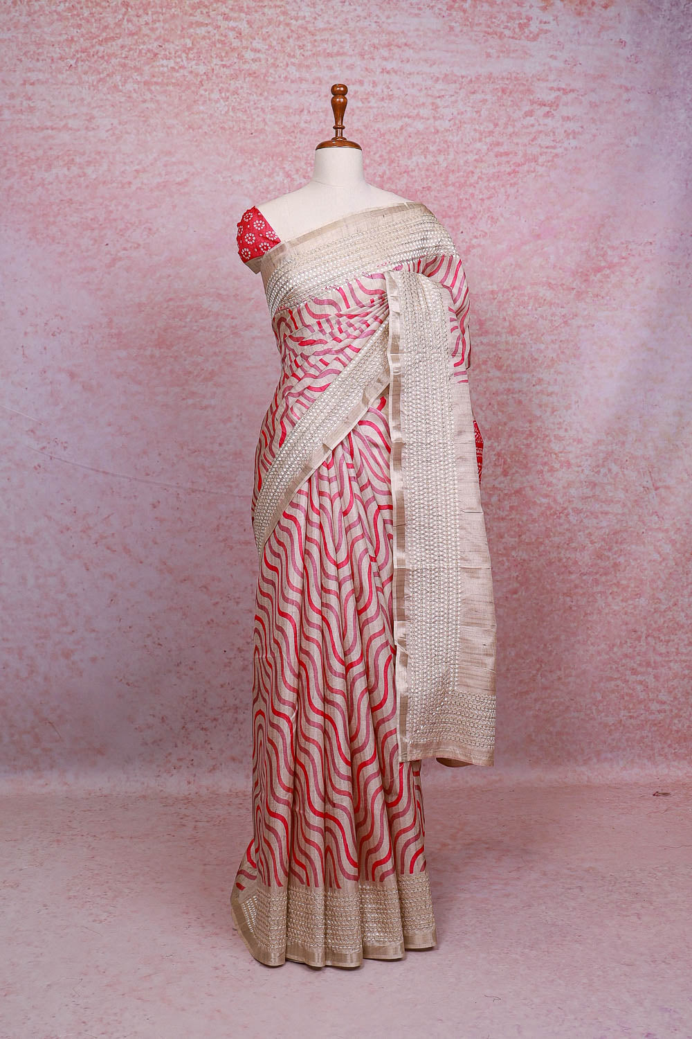 Cream Semi Silk Saree