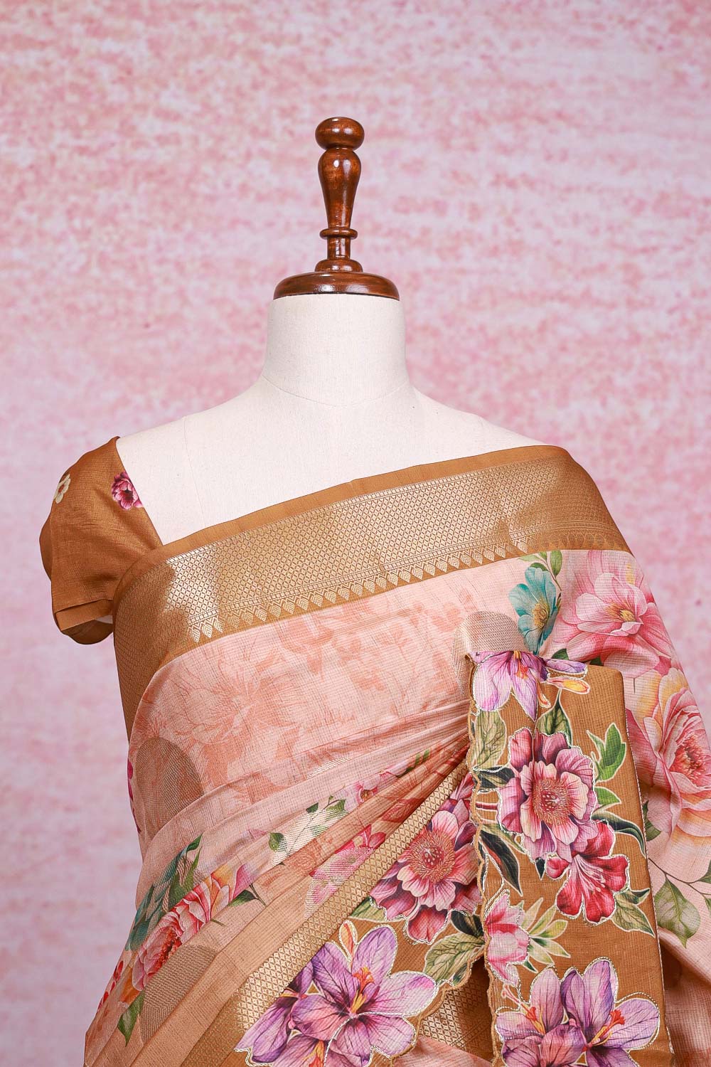 Peach Semi Silk Saree