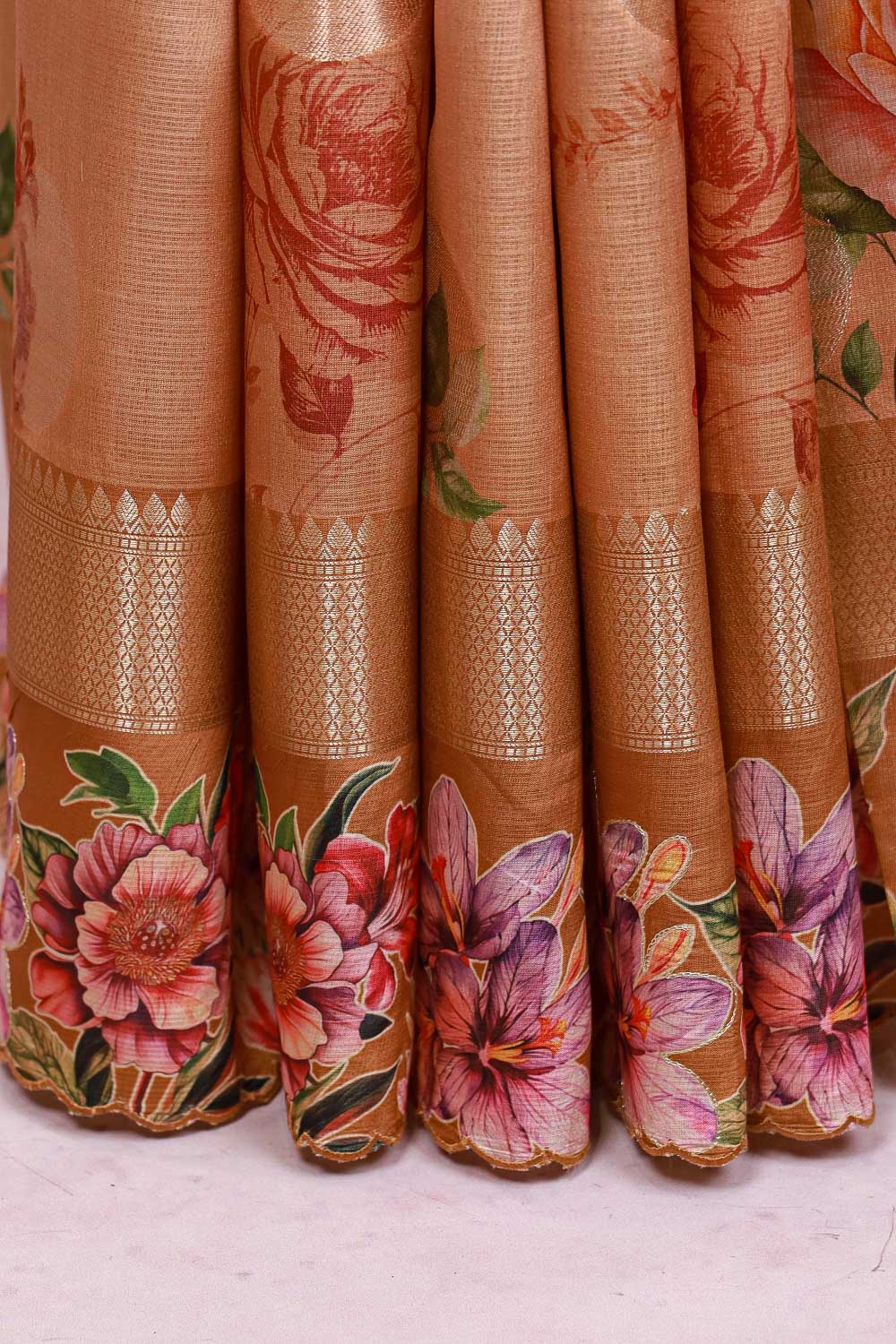 Peach Semi Silk Saree