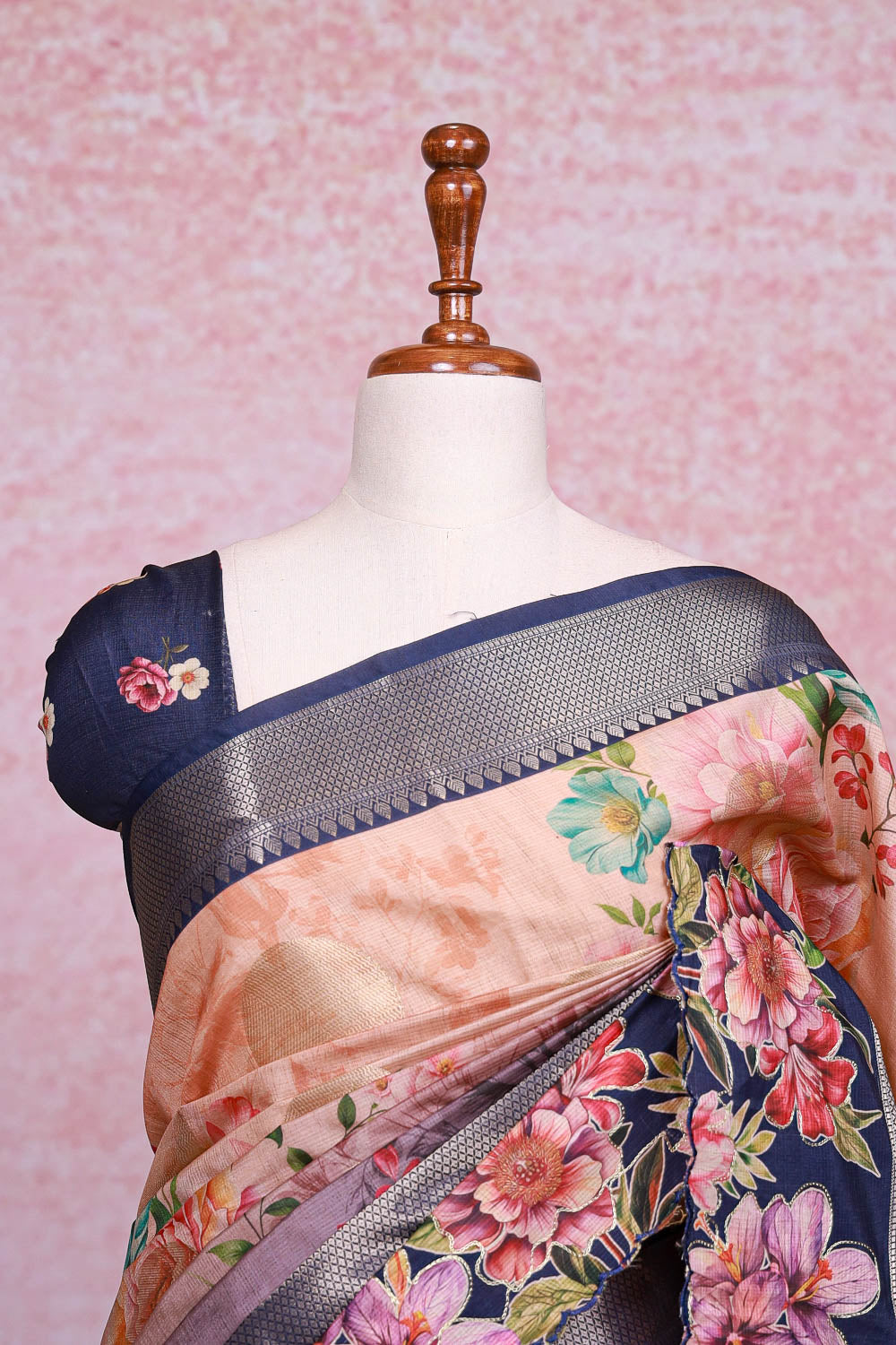Peach Semi Silk Saree