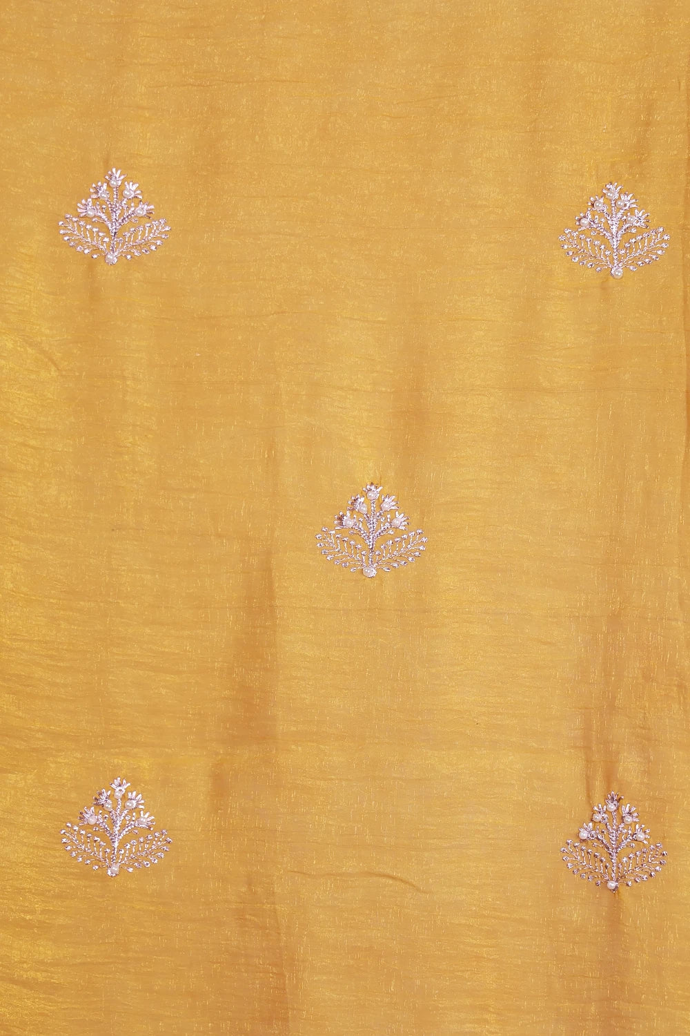 Mustard Yellow Crush Organza Saree