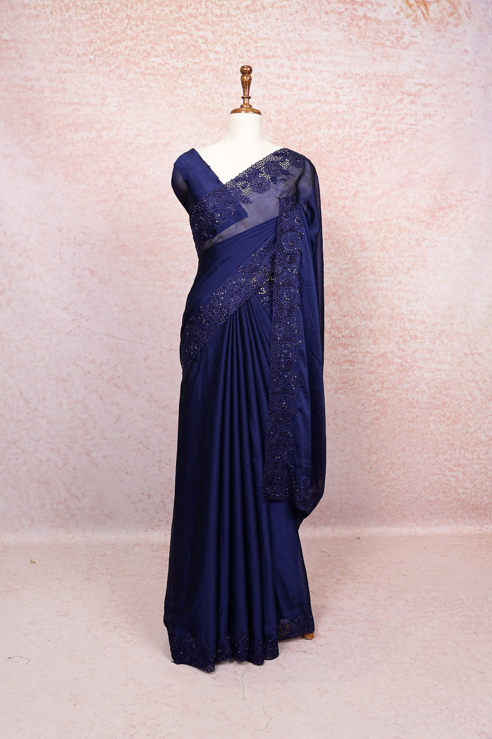 Navy Blue Organza Saree