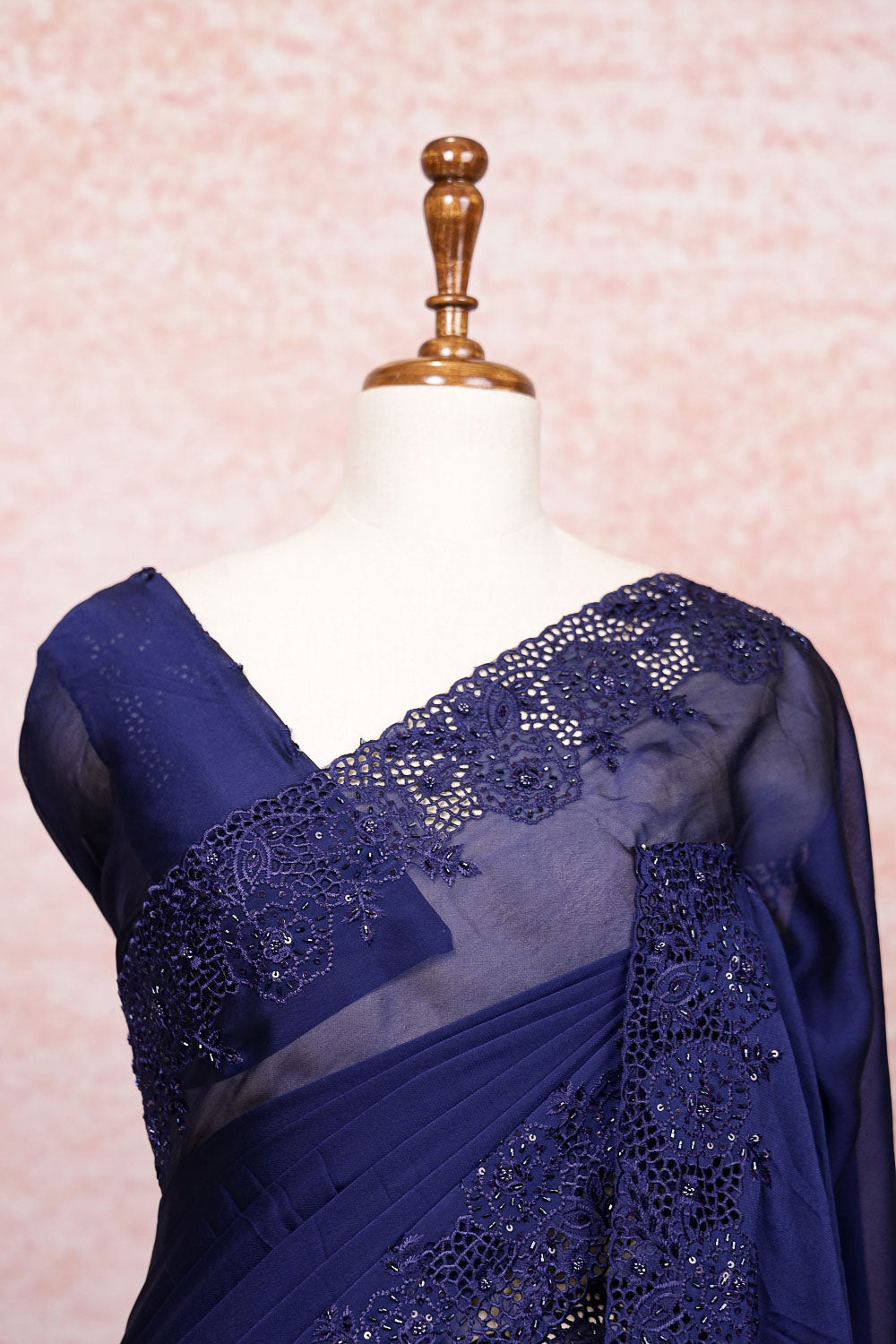 Navy Blue Organza Saree