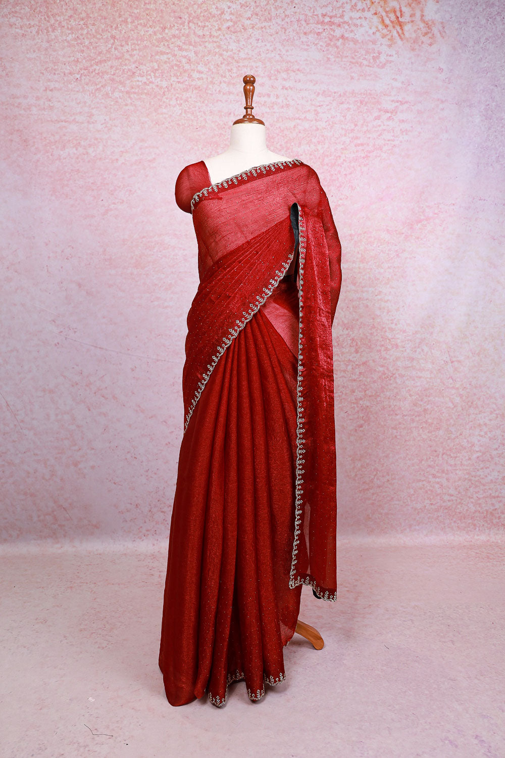 Maroon Crush Organza Saree