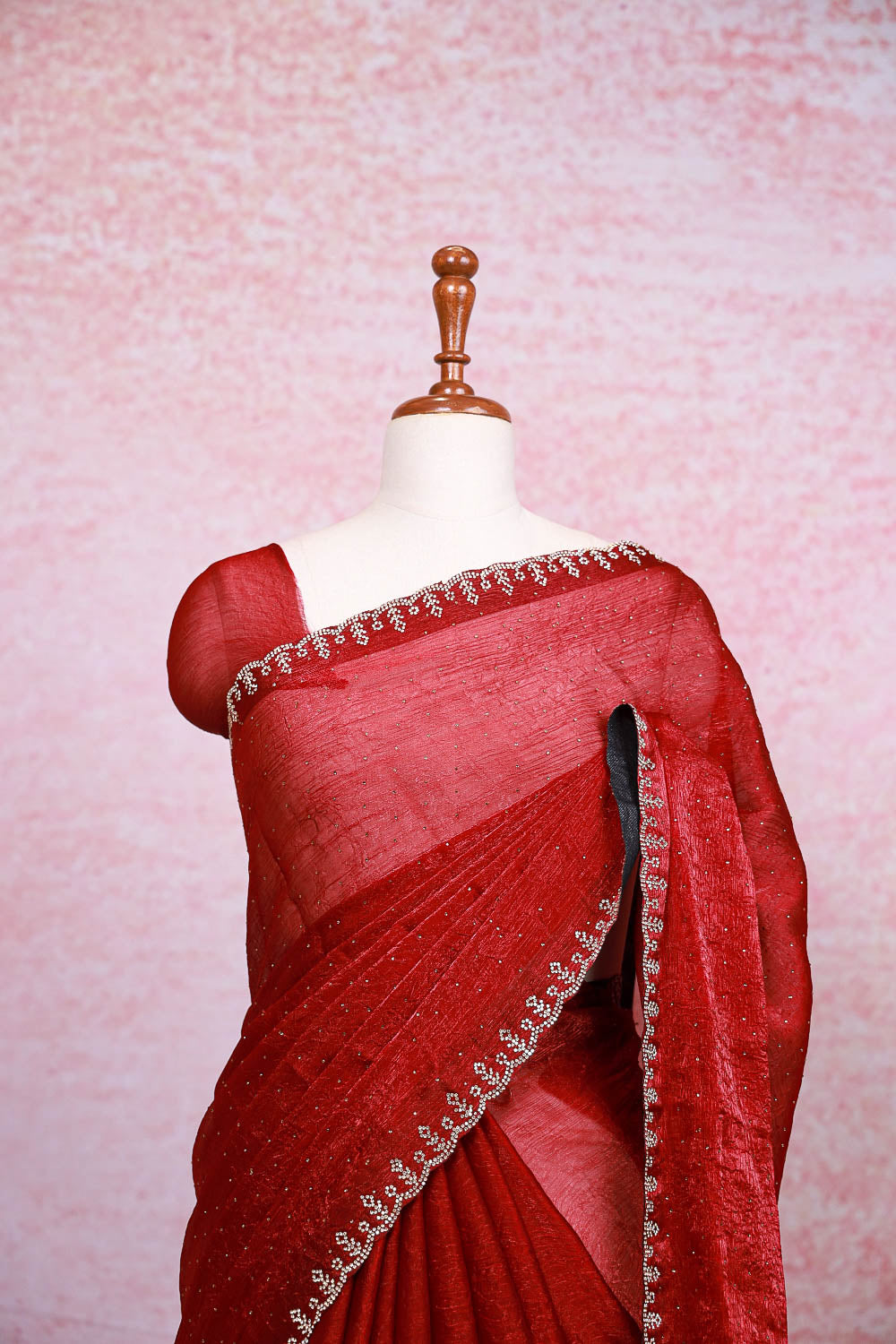 Maroon Crush Organza Saree