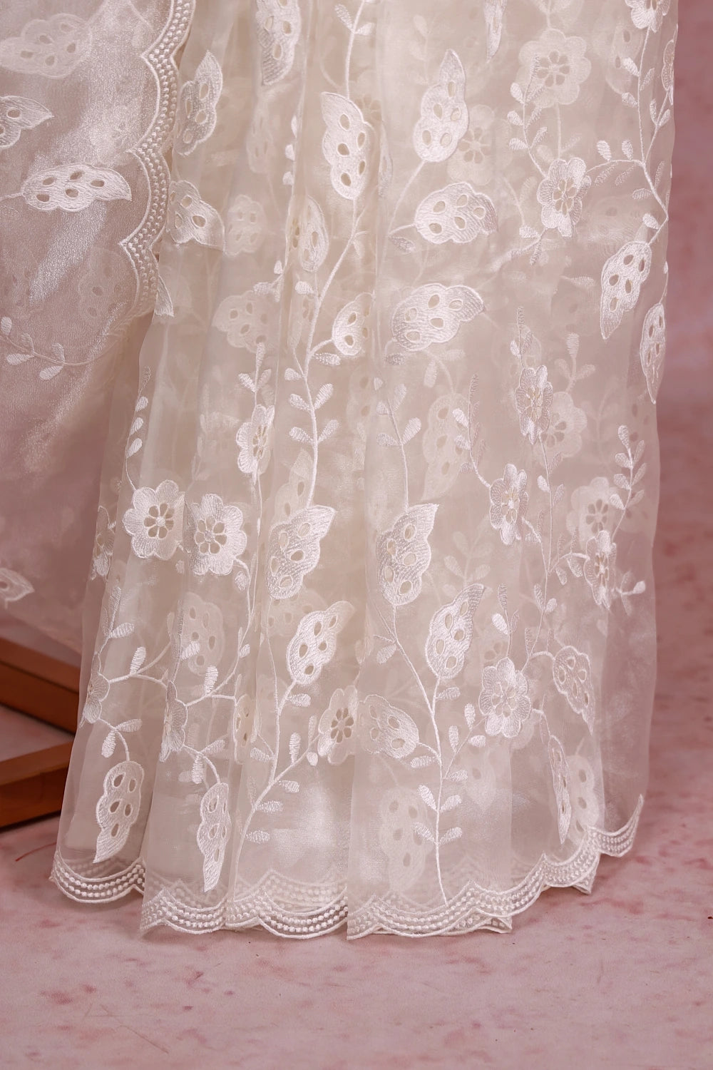 Milk White Glass Organza Saree