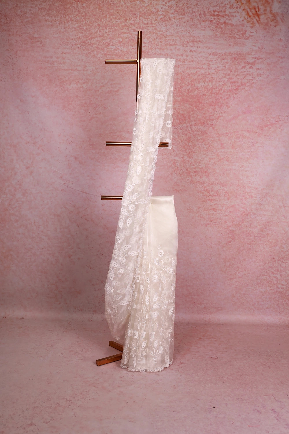 Milk White Glass Organza Saree