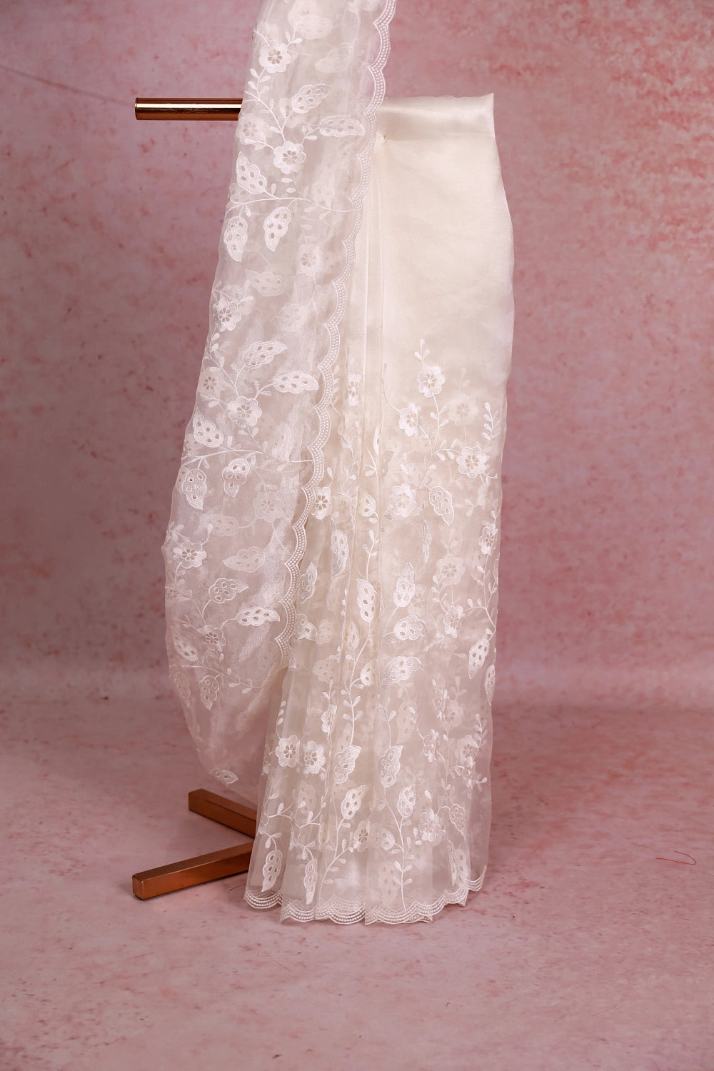 Milk White Glass Organza Saree
