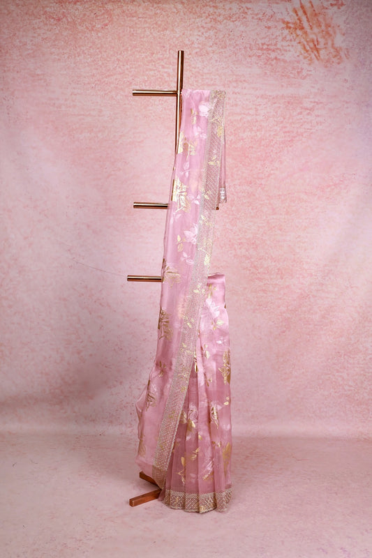 Lavender Lilac Organza Saree