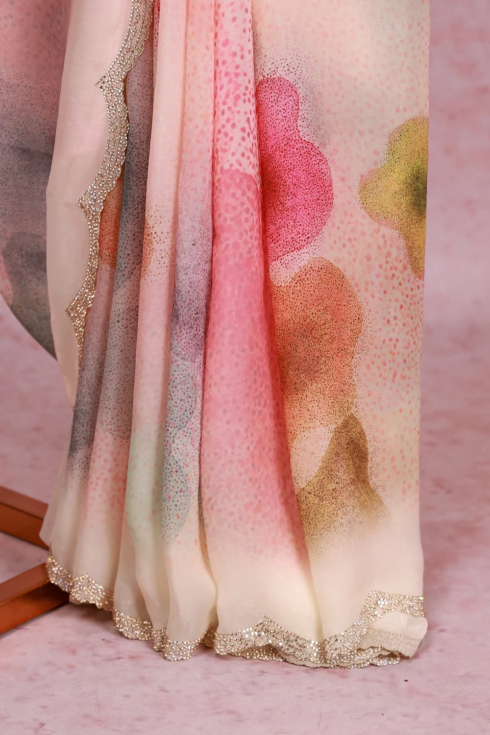 Multi Color Velvet Organza Saree