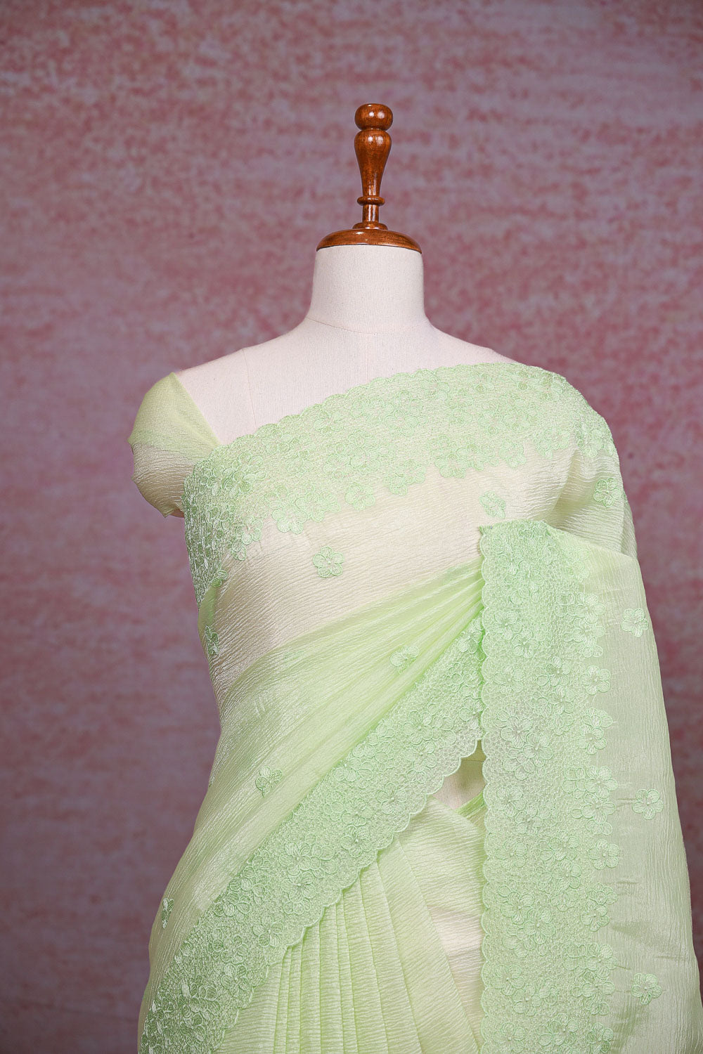 Pista Green Crush Organza Saree
