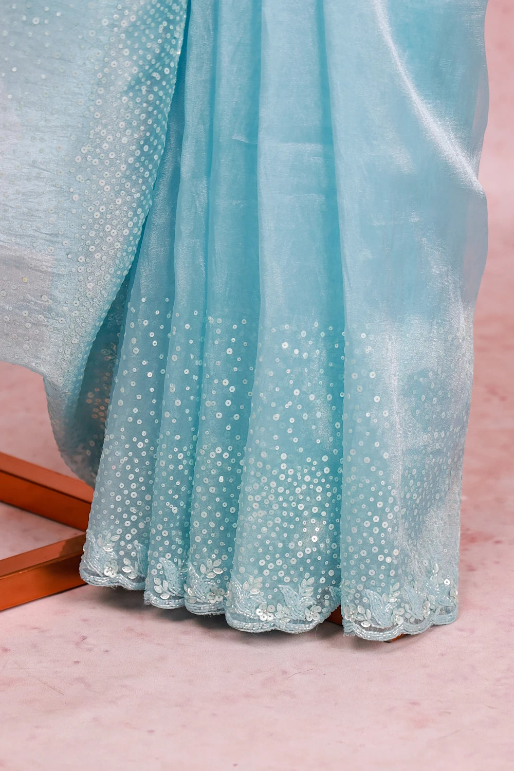 Light Blue Tissue Organza Saree