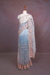 Powder Blue Glass Organza Saree - Seematti
