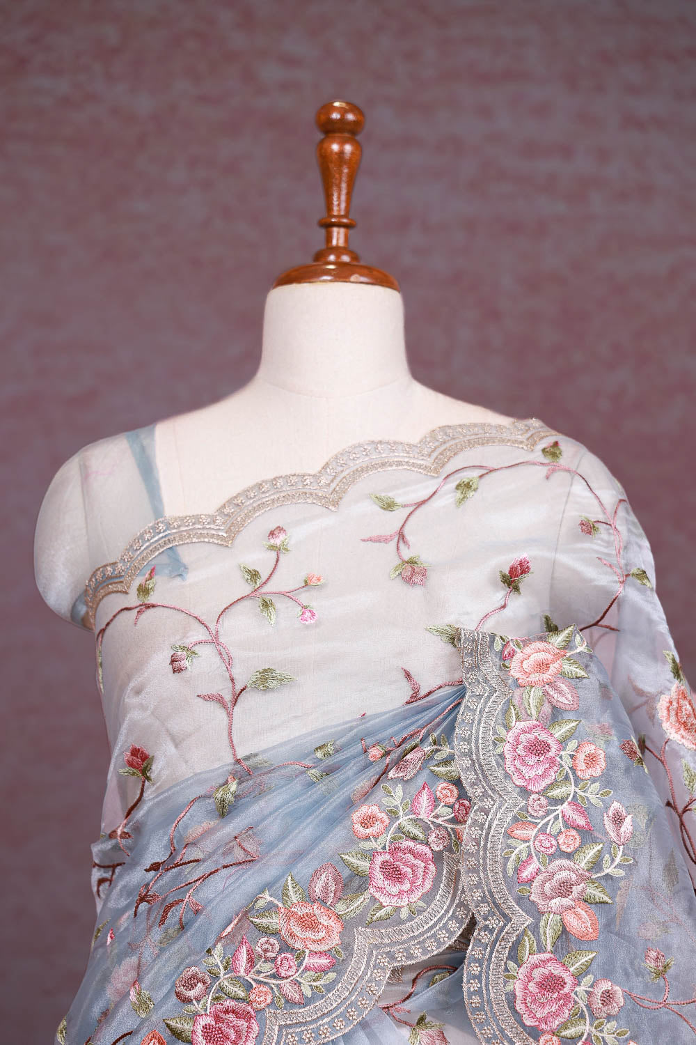 Powder Blue Glass Organza Saree
