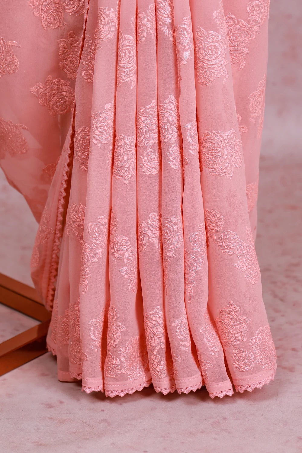 Peach Georgette Saree