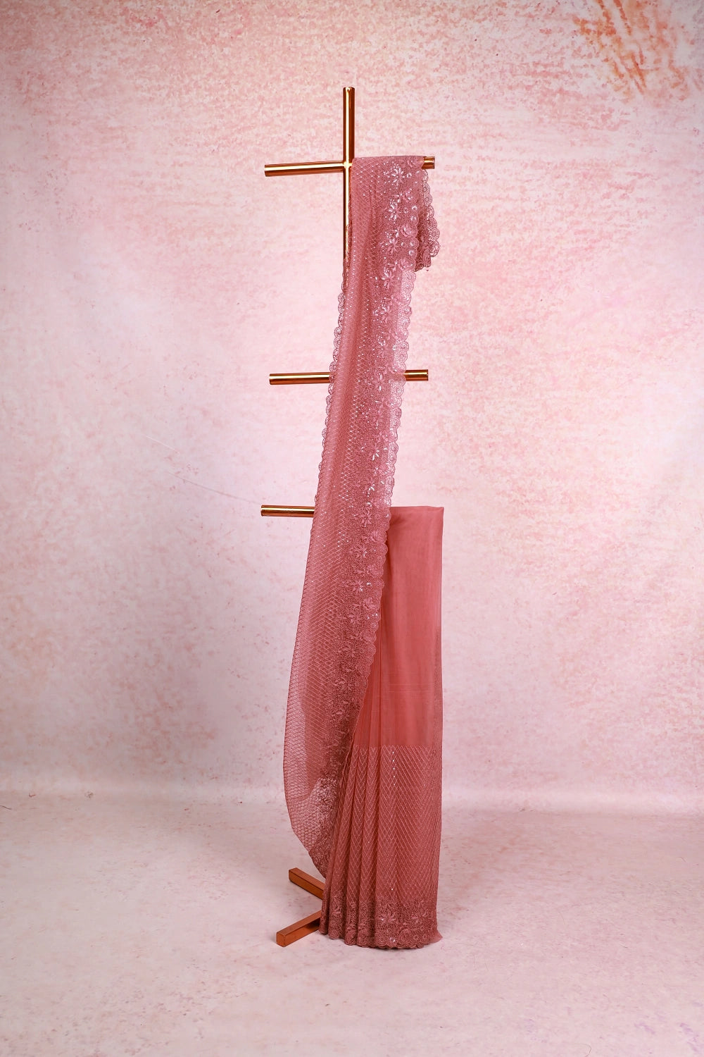 Onion Pink Net Saree
