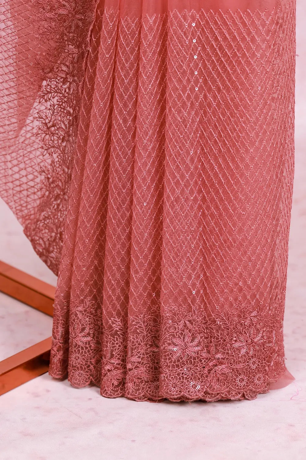 Onion Pink Net Saree