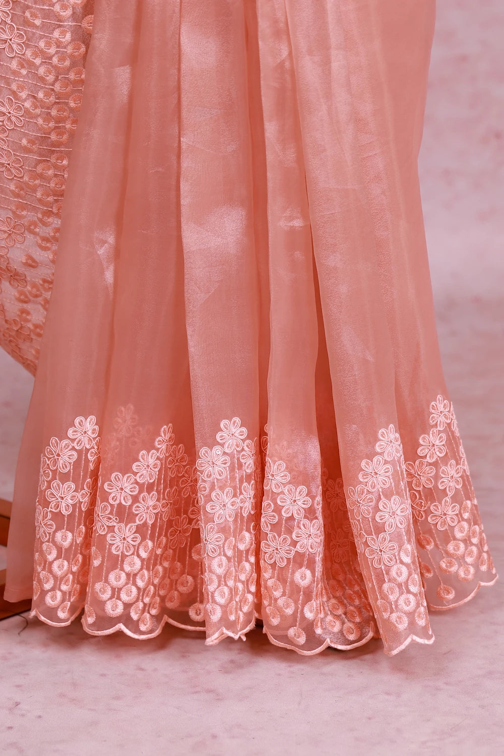 Peach Glass Organza Saree