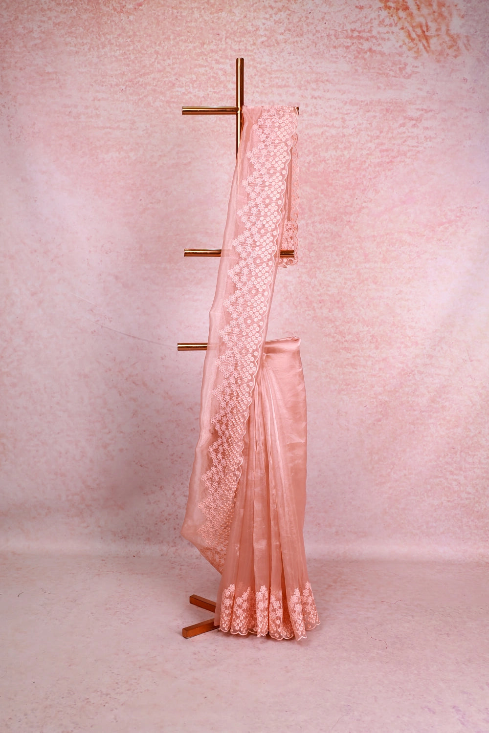 Peach Glass Organza Saree