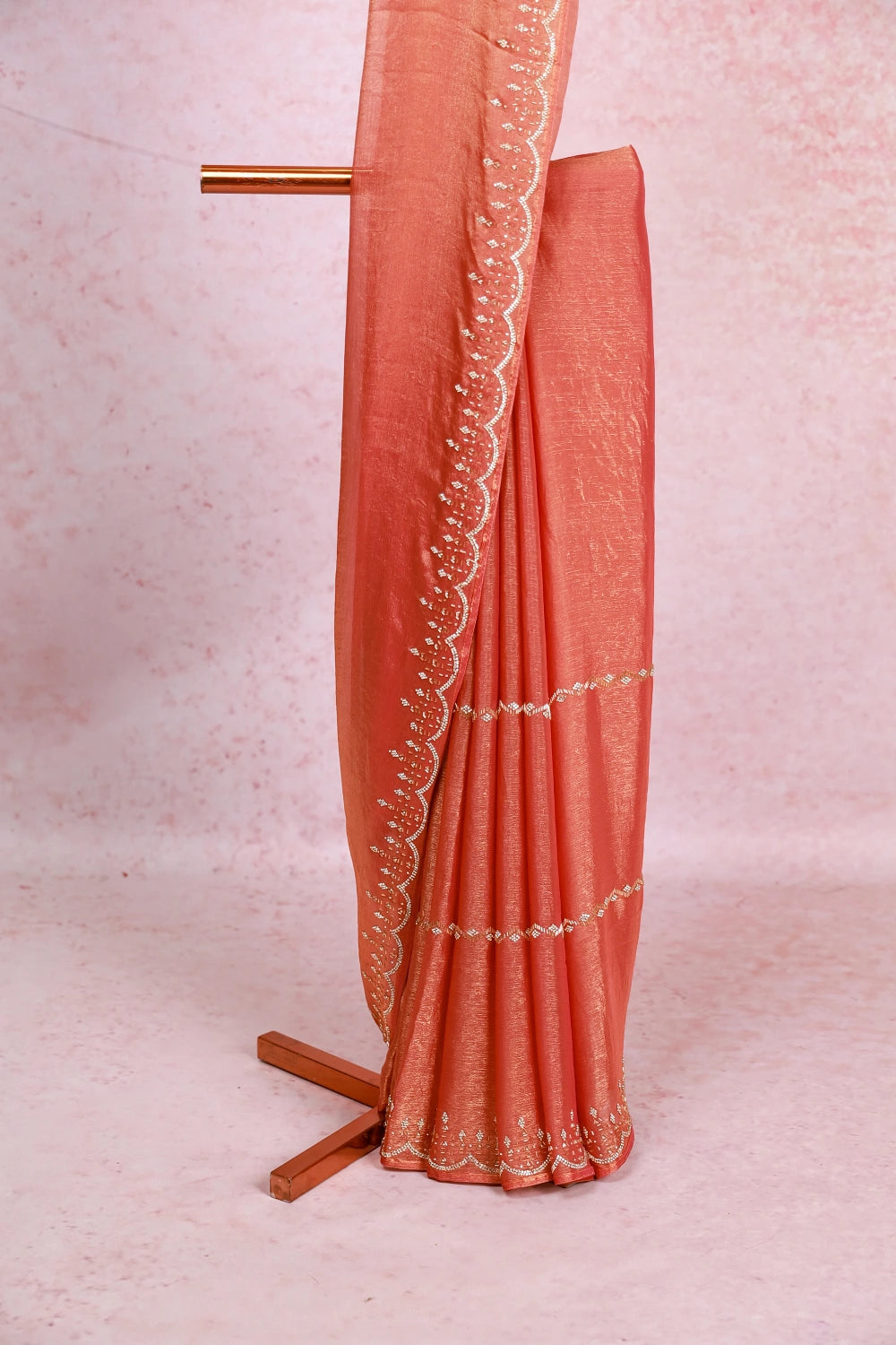 Pastel Peach Tissue Organza Saree