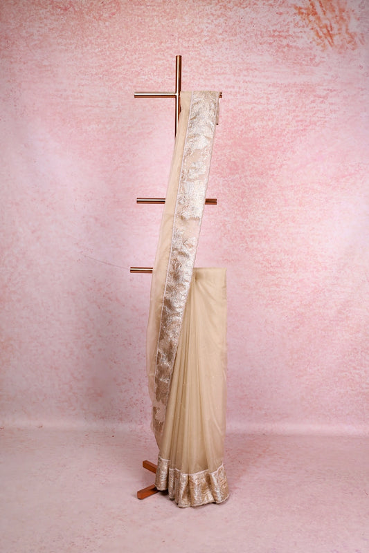Beige Organza Saree
