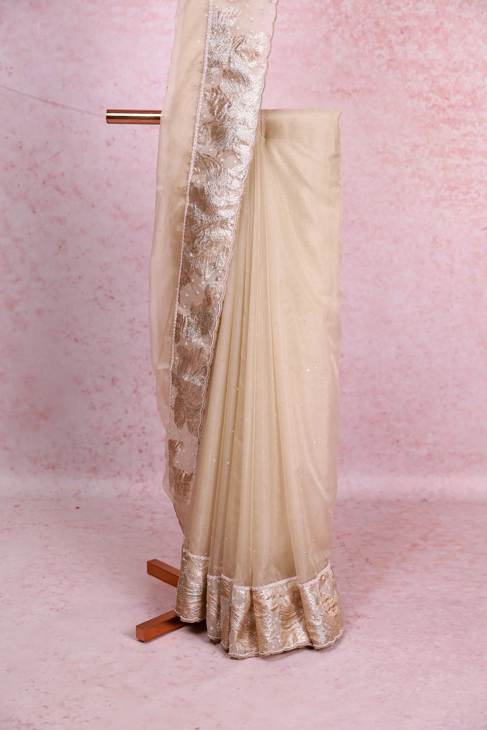 Beige Organza Saree