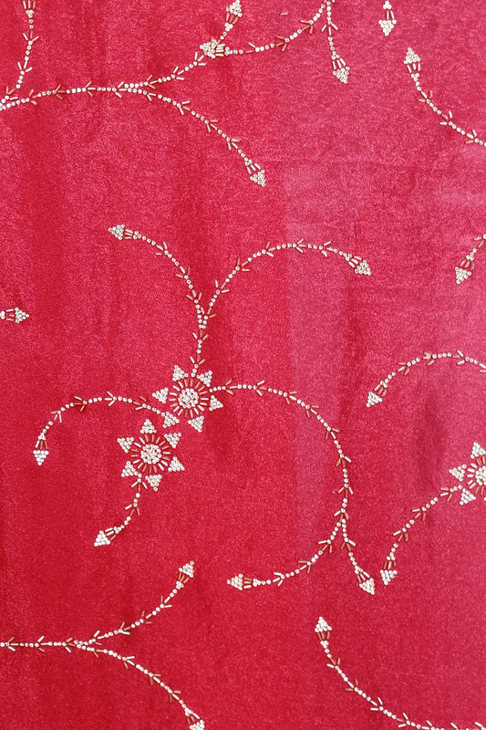 Wine Velvet  Organza Saree