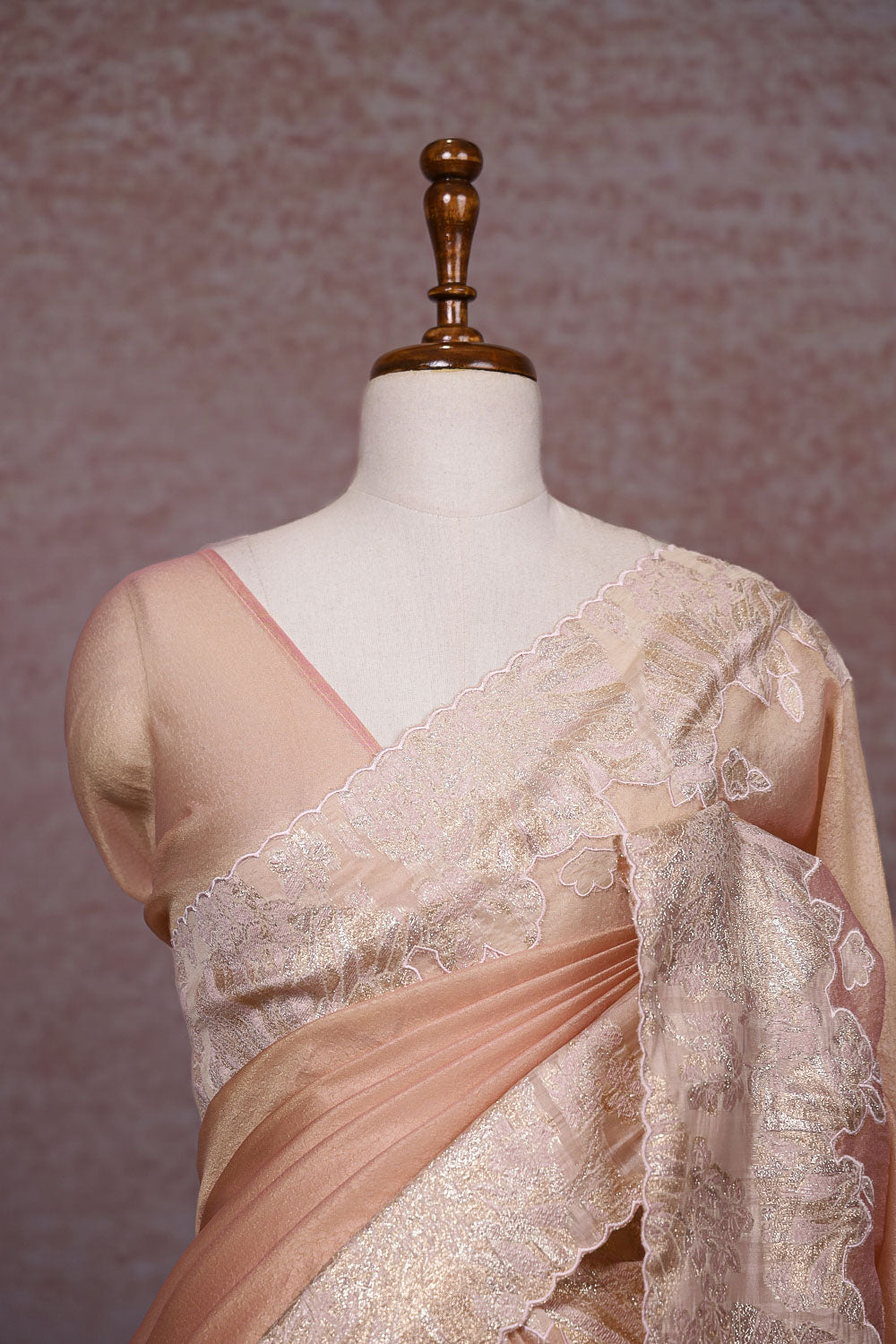 Peach Tissue Organza Saree