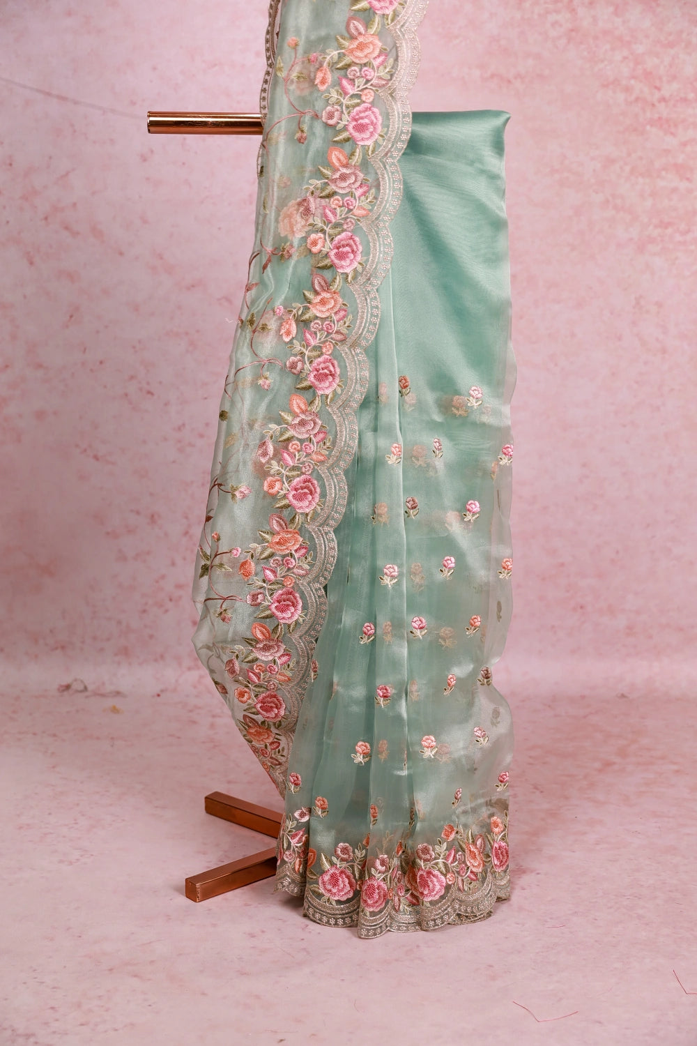 Pista Green Glass Organza Saree