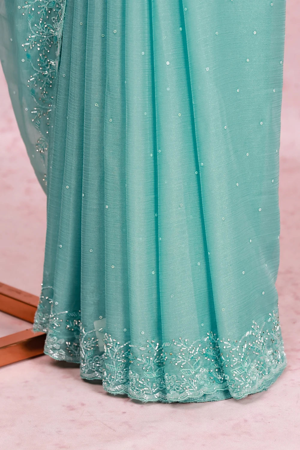 Sea Blue Semi Organza Saree