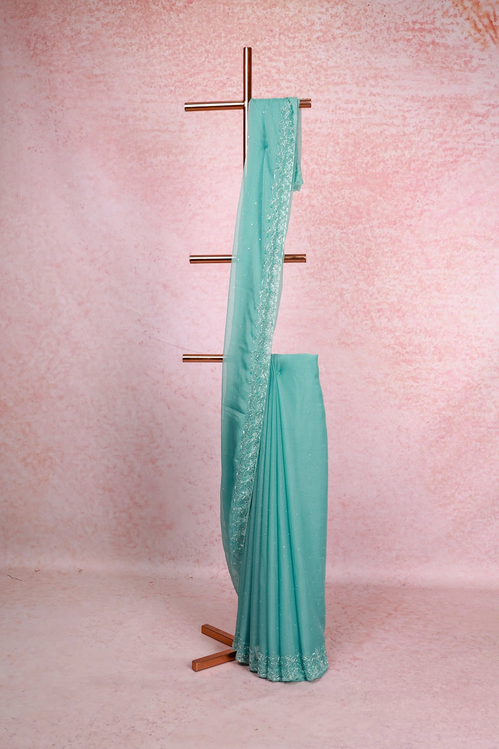 Sea Blue Semi Organza Saree