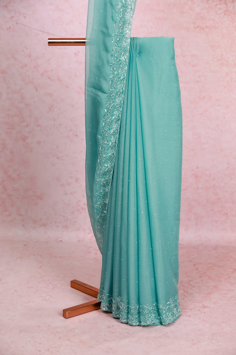 Sea Blue Semi Organza Saree
