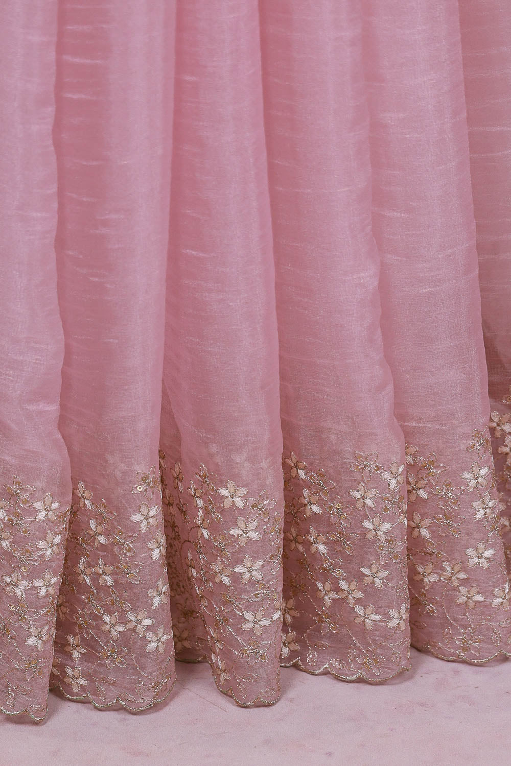 Baby Pink Tissue Organza Saree