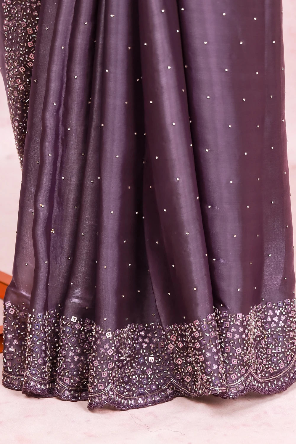 Lavender Ash Grey Tissue Saree Saree