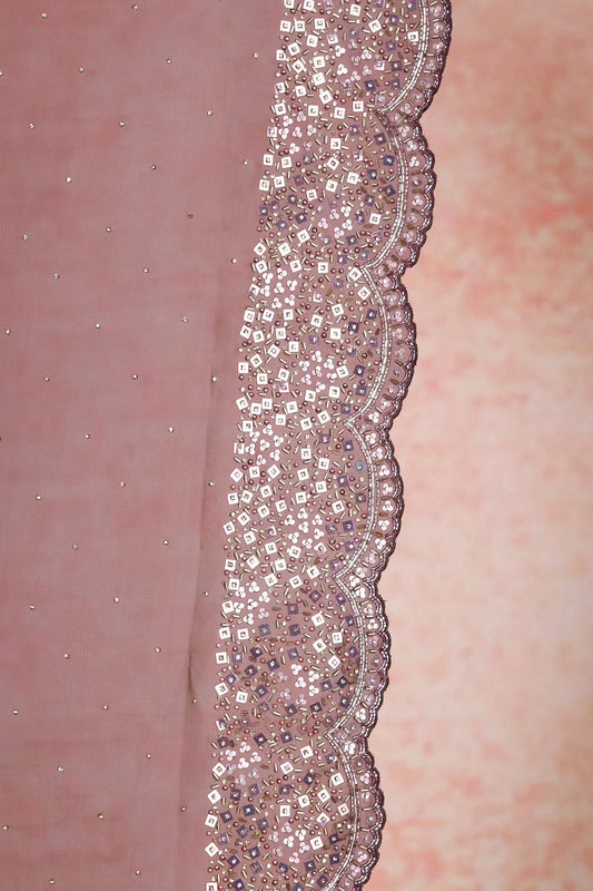 Lavender Ash Grey Tissue Saree Saree