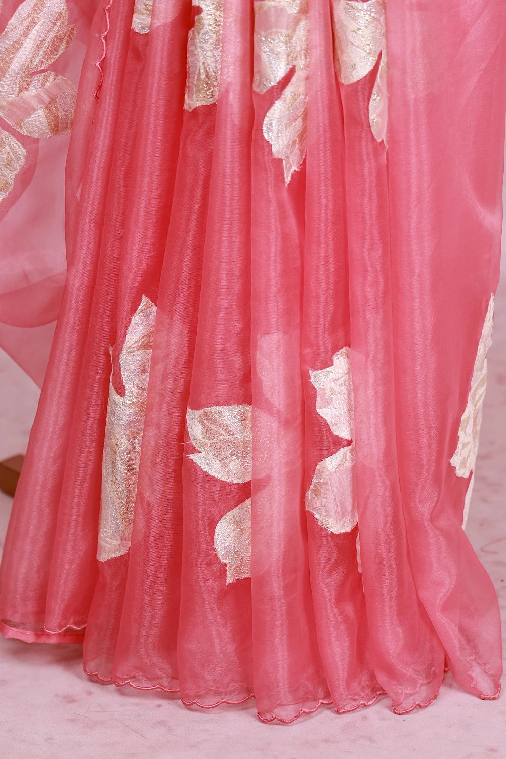 Pastel Pink Organza Saree