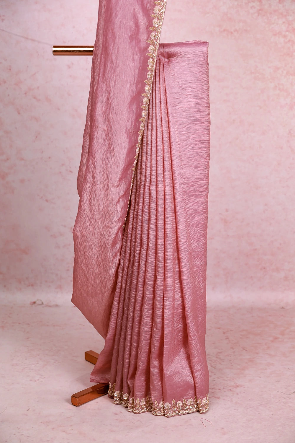 Onion Pink Crush Organza Saree