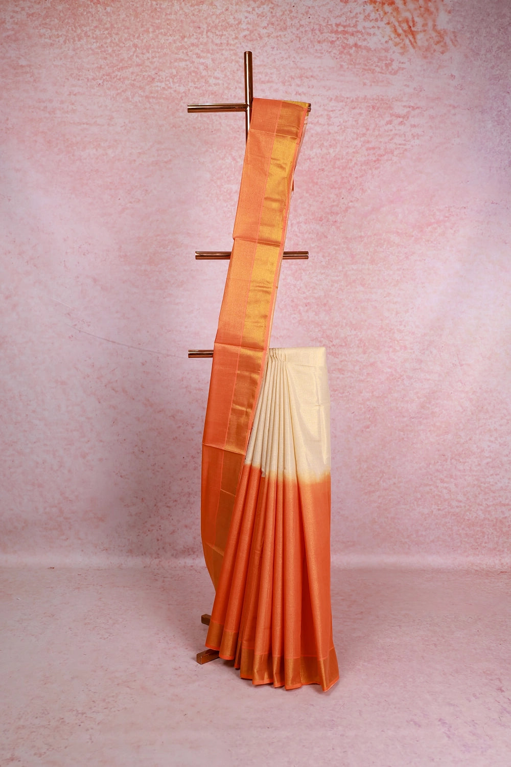 Golden Orange Tissue Kerala Saree