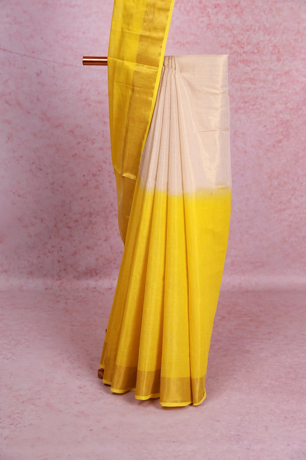 Golden And Yellow Tissue Kerala Saree