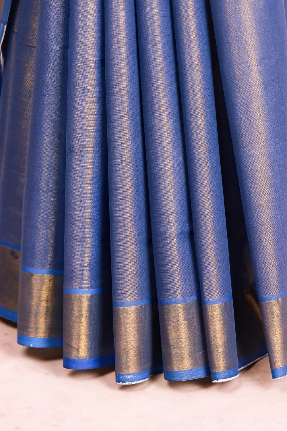 Golden And Blue  Tissue Kerala Saree