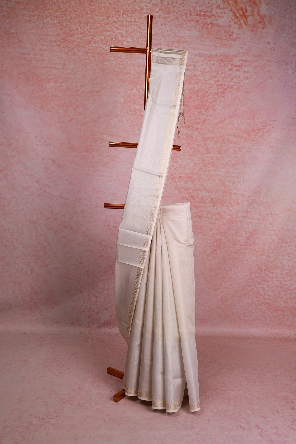 Silver Tissue Organza Kerala Saree