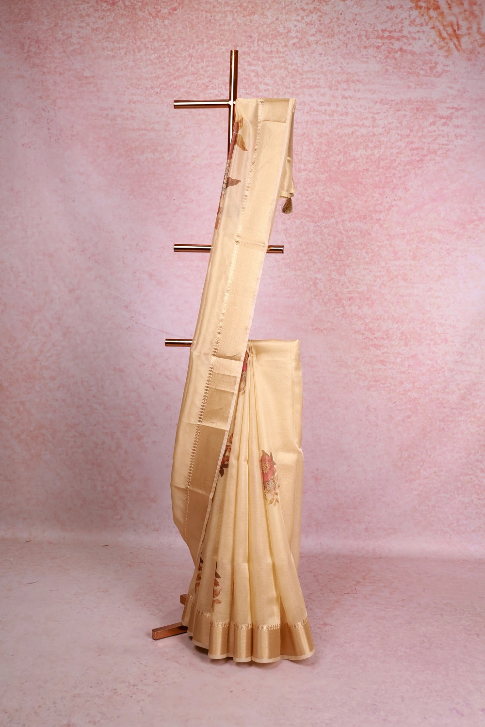 Cream Tissue Organza Saree