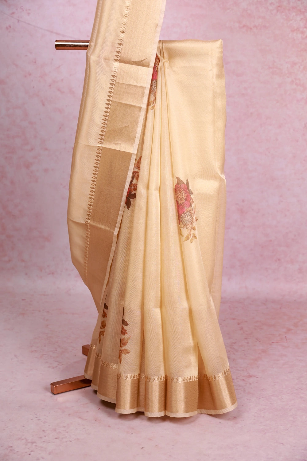 Cream Tissue Organza Saree