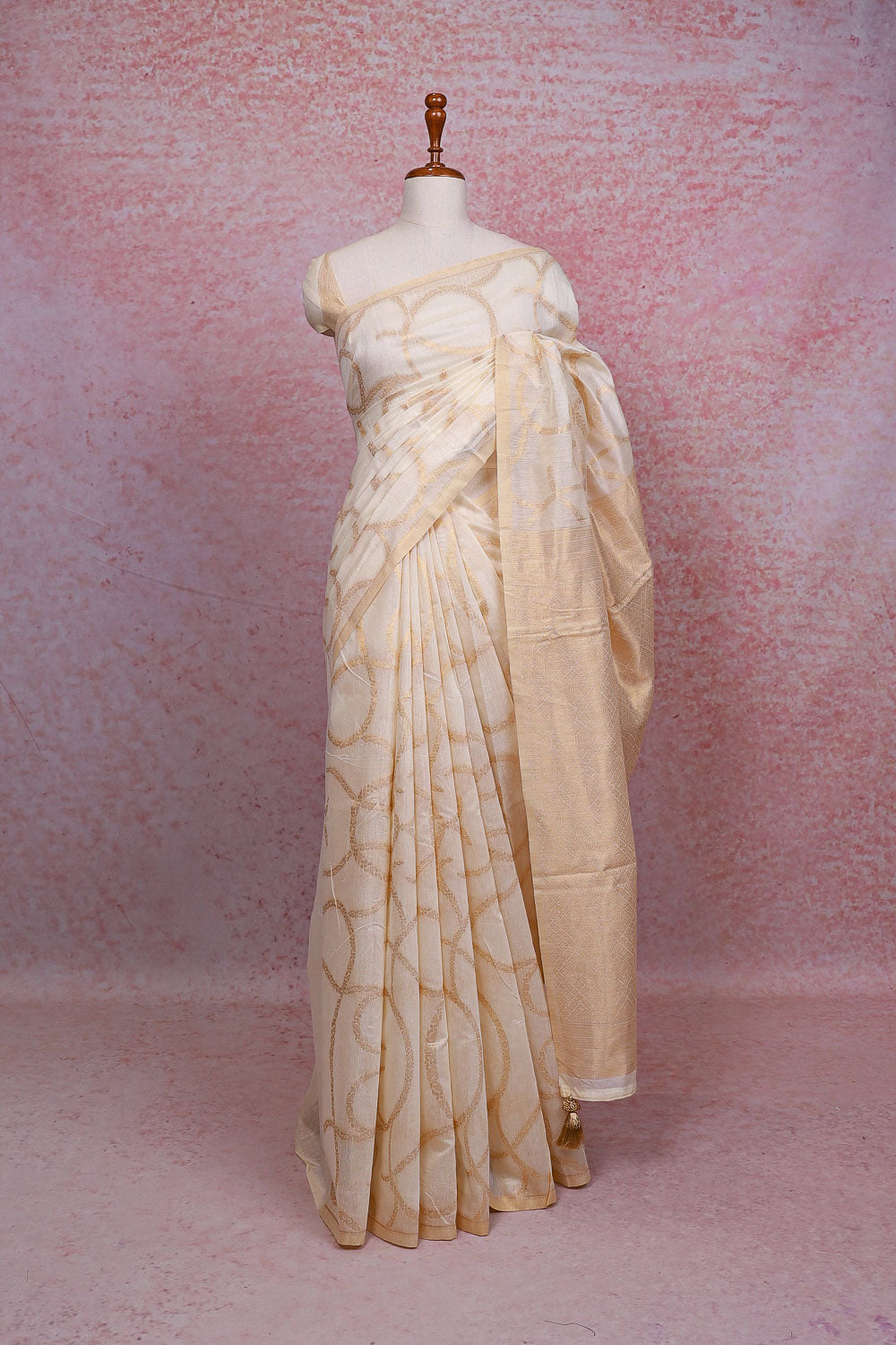 Cream Cotton Kerala Saree