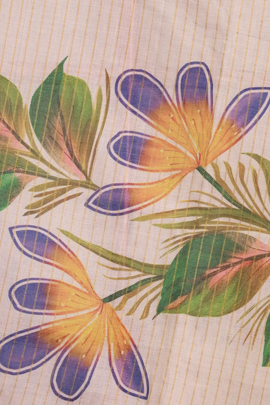 Off White Cotton Kerala Saree
