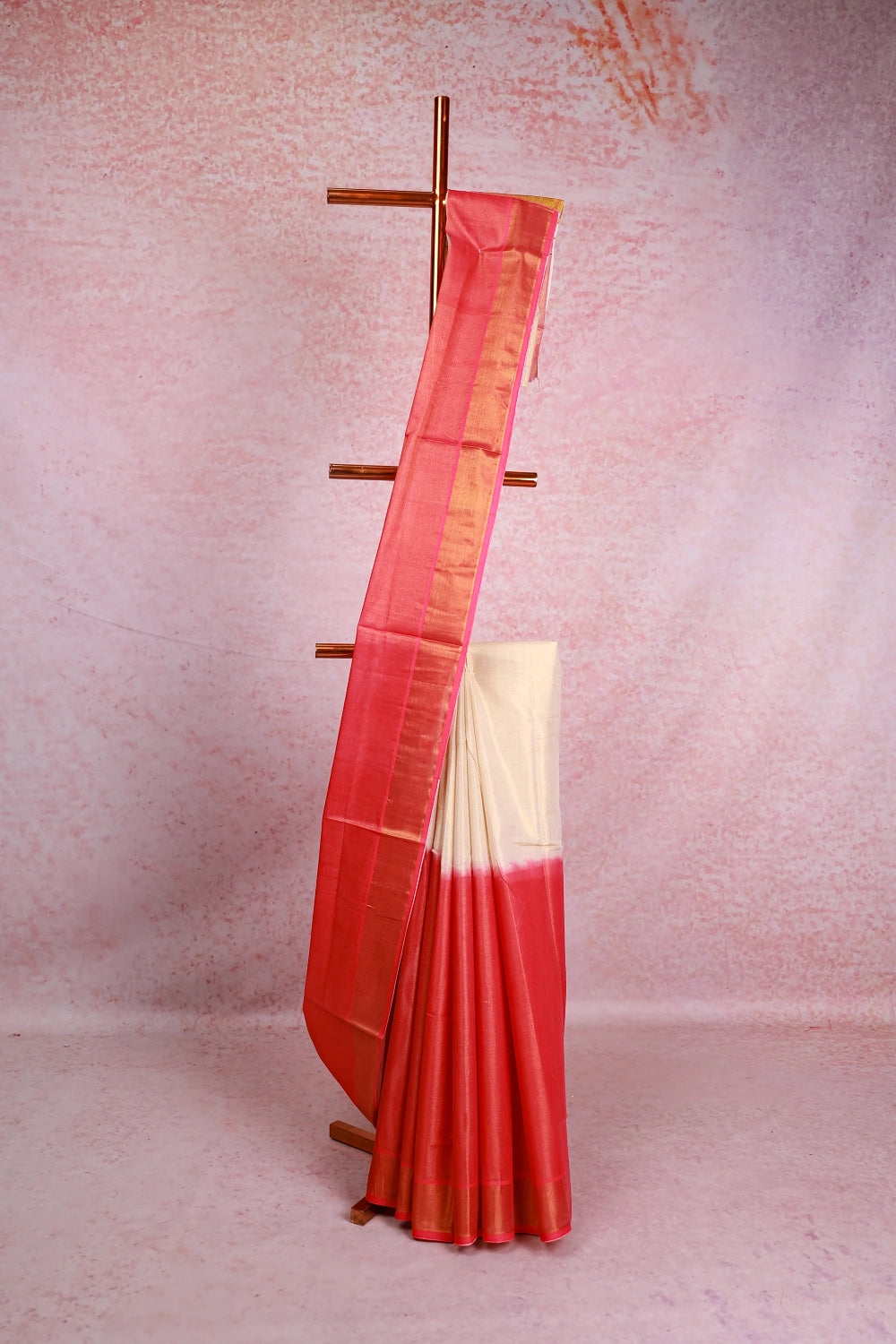 Gold And Pink Tissue  Kerala Saree