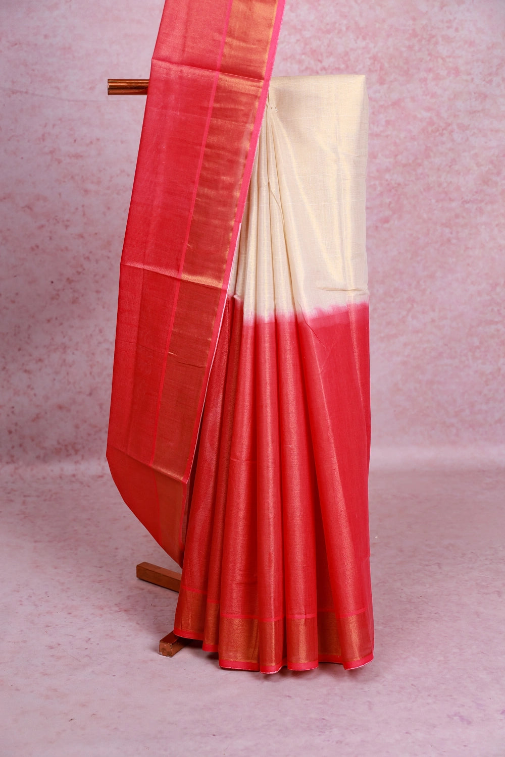 Gold And Pink Tissue  Kerala Saree